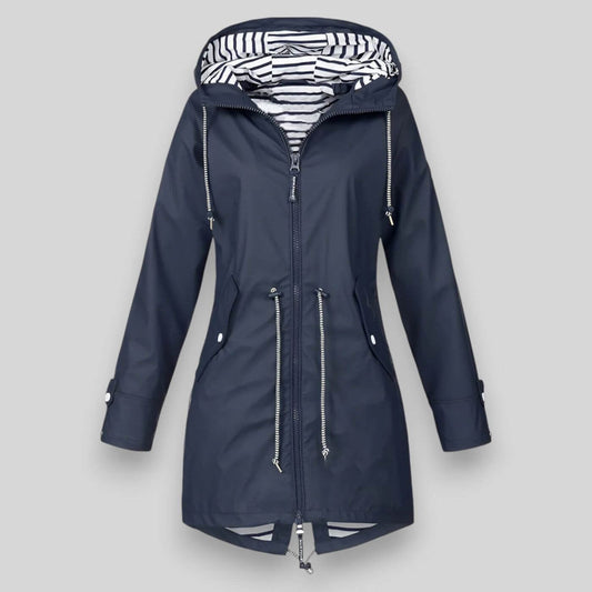Sabine | Stilvolle Regenjacke mit Kapuze und Reißverschluss